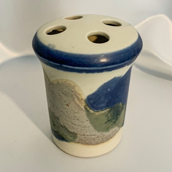 Rare Kravec Studios Pottery Soap Dispenser & Toothbrush Holder Set - Picture 6 of 11